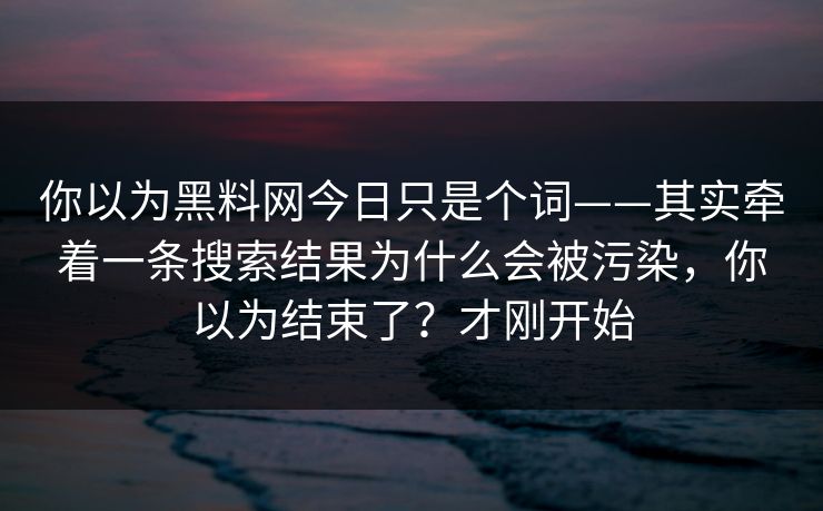 你以为黑料网今日只是个词——其实牵着一条搜索结果为什么会被污染，你以为结束了？才刚开始