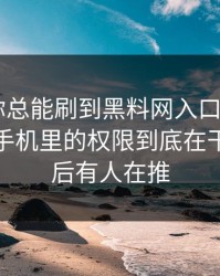 为什么你总能刷到黑料网入口？——背后是你手机里的权限到底在干嘛…背后有人在推