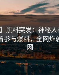 【爆料】黑料突发：神秘人在中午时分被曝曾参与爆料，全网炸裂席卷全网
