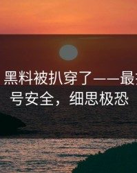 说真的，黑料被扒穿了——最扎心的账号安全，细思极恐