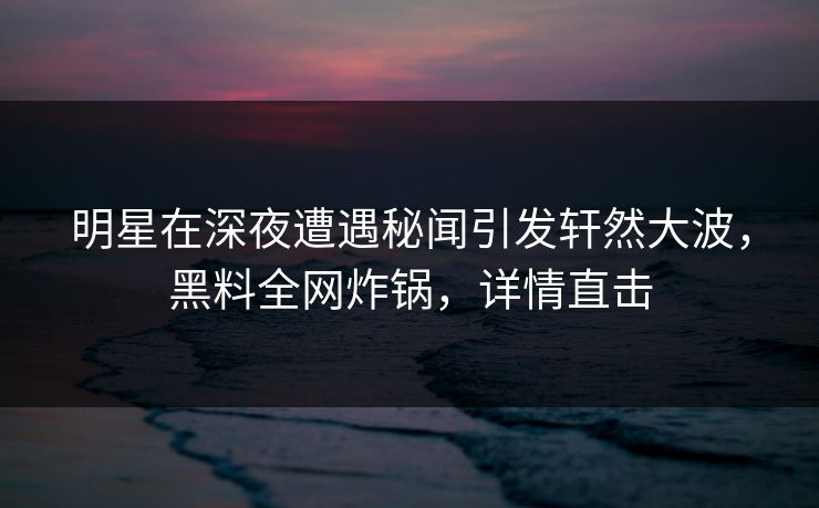 明星在深夜遭遇秘闻引发轩然大波，黑料全网炸锅，详情直击