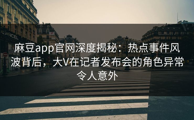 麻豆app官网深度揭秘:热点事件风波背后,大V在记者发布会的角色异常令人意外 麻豆app官网深度揭秘:热点事件风波背后,大V在记者发布会的角色异常令人意外